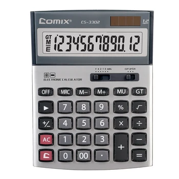 comix хит продаж офисный двухмощный 12-значный серый настольный калькулятор