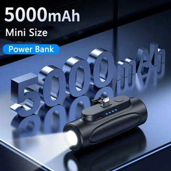 5000 мАч Мини Power Bank Внешнее Зарядное Устройство Powerbank для iPhone14 Xiaomi Samsung Huawei Poverbank с Легким Запасным Аккумулятором
