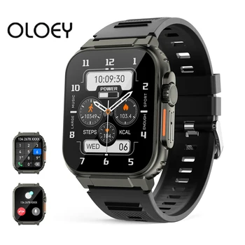 OLOEY 1,96-дюймовые смарт-часы для мужчин с функцией Bluetooth Call 24h здоровый монитор наружный IP67 водонепроницаемый 600 мАч военные умные часы Full Touch