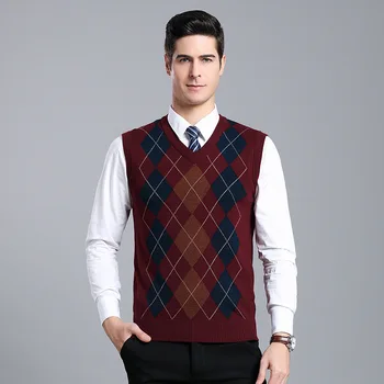 2023 Осень /Зима, новый свитер с V-образным вырезом, майка, свитер для мужчин среднего возраста, деловое вязание, тонкая одежда для папы