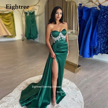 Сексуальное вечернее платье Eightree из зеленого атласа 