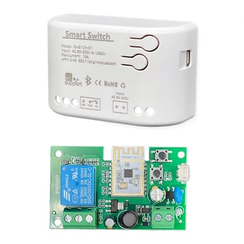 1 ШТ. Умный Wifi Модуль Переключения Двигателя Wifi + Bluetooth 1CH Реле Дистанционного Управления Ewelink Для Alexa Google Home Пластиковый AC 85-250 В