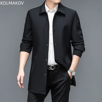 2023 весеннее длинное стильное пальто, мужской высококачественный повседневный тренч, модные куртки для мужчин, полный размер M-4XL