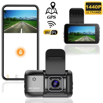 Автомобильный Видеорегистратор WiFi GPS Dash Cam 2K 1440P HD Привод Видеомагнитофон Парковочный Монитор Ночного Видения Черный Ящик Камера Заднего Вида Регистратор