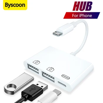 Конвертер Byscoon Lightning в USB OTG Адаптер для iPhone Мышь Клавиатура Зарядка U Диск Камера кард-ридер Конвертер iPhone