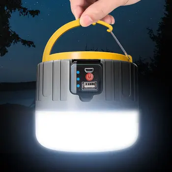 Солнечный фонарь для кемпинга с рукояткой, USB-аккумуляторная лампа высокой яркости для ночной работы на рыбалке