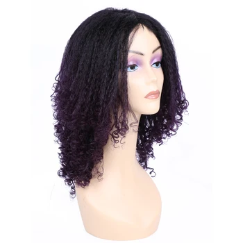 Синтетические Кудрявые парики для чернокожих женщин, черно-фиолетовый, омбре, Термостойкий парик для косплея из натуральных волос средней длины 12 дюймов