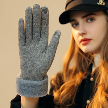 Женские зимние Элегантные винтажные перчатки для вождения с сенсорным экраном, сохраняющие тепло, Ветрозащитные перчатки, грелка для рук на весь палец, Мотоциклетное снаряжение