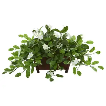 14-Дюймовое искусственное растение стефанотис в декоративном кашпо, зеленый