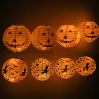 Бумажный фонарь на Хэллоуин, тыквенный фонарь, скелет летучей мыши-паука, подвесной кулон, реквизит для вечеринки в честь Хэллоуина, украшение для дома на открытом воздухе