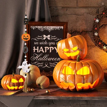 Подвеска из деревянных бусин на Хэллоуин, Подвесное украшение из бисера, вывеска из деревянных бусин для вечеринки, декор для дерева/окна