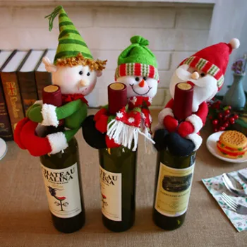 1 шт. Рождественские украшения, сумки для бутылок вина, Рождественская домашняя вечеринка, декор для бутылок красного вина