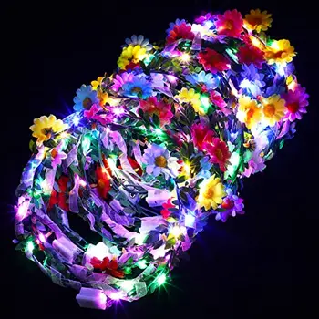 10 шт. Светодиодная цветочная повязка на голову, Светодиодный цветочный венок, Светящийся цветочный венок, Модные девушки, женщины, Свадьба, Рождество, Новогодняя вечеринка