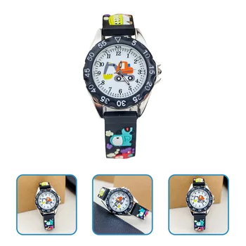 Детские часы студенческие кварцевые силиконовые мультяшные детские подарочные наручные экскаватор