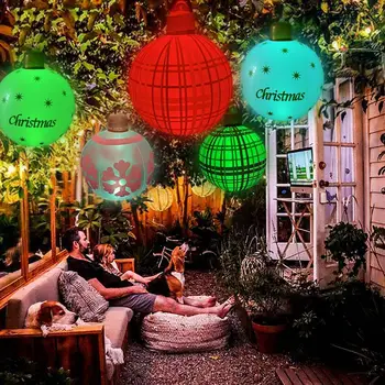 Светящийся надувной Рождественский шар из ПВХ с 16 цветами подсветки и несколькими режимами освещения, украшение для дома и сада, Рождественские подарки