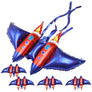 5шт Воздушных шаров из алюминиевой пленки В форме крыла Ракеты Воздушные шары из фольги для вечеринки в открытом космосе Украшения для вечеринок, принадлежности для вечеринок по случаю Дня рождения