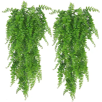 2 упаковки искусственных подвесных растений, искусственные листья плюща, украшение стен для внутренней наружной зелени, домашний декор, искусственная лоза