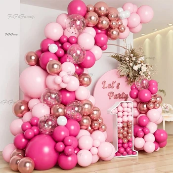 Набор для арки с гирляндой из воздушных шаров Maca Pink, декор для свадьбы, Дня рождения, Детские воздушные шары из розового золота из латекса, цепочка украшений для детского душа