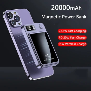 20000 мАч Магнитное Беспроводное Зарядное Устройство Power Bank PD 20 Вт 22,5 Вт Быстрая Зарядка для iPhone 14 13 12 pro Samsung Xiaomi Mini Powerbank