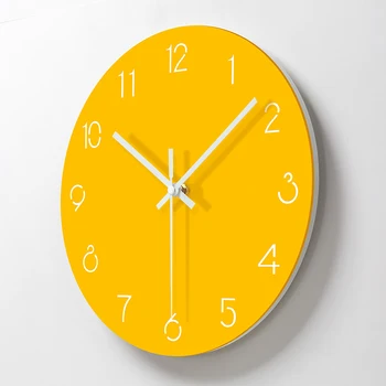 Современный Дизайн Настенных Часов 3D Украшение Гостиной Роскошные Желтые Настенные Часы Спальня Немые Часы Модные Кухонные Часы Подарок