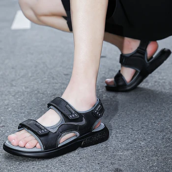 Удобные сандалии Мужские 2023 Летние уличные повседневные сандалии Сандалии для мужчин Пляжные сандалии для отдыха Мужская летняя обувь Легкая