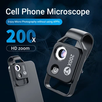 Микроскоп APEXEL HD 200X Макрообъектив для увеличения мобильного телефона Портативный карманный с CPL фильтром Светодиодная подсветка для iPhone HUAWEI