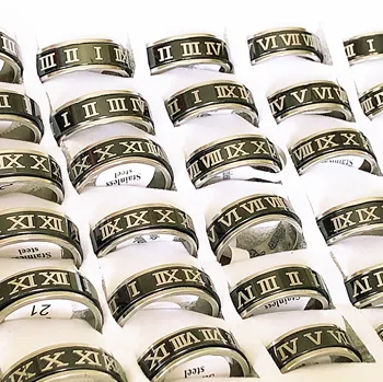 36 шт. / лот, Персонализированные римские цифры, вращающееся кольцо из нержавеющей стали для мужчин и женщин, декомпрессионные модные украшения, подарок для вечеринки