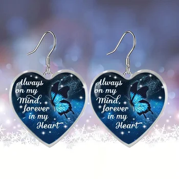 Темно-синие Стеклянные серьги с подвеской в форме бабочки в форме сердца, изысканный Подарок на Выпускной, подарок на День Рождения, украшения для девочек, ювелирные изделия