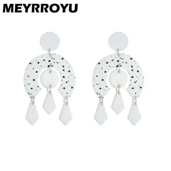 MEYRROYU Креативный Новый геометрический ромб, капля воды, Волновая точка, U-образные Акриловые серьги-подвески для женщин, вечерние Простые украшения