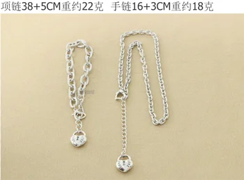 Гарантия 100% s925 стерлингового серебра love lock женский элемент в форме сердца, головка замка, свитер, ключица, ожерелье с подвеской в виде персикового сердечка