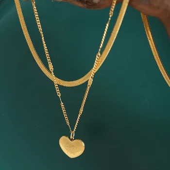 Золотое Персонализированное ожерелье с сердечком-цепочкой и буквой-цепочкой в стиле Хип-хоп, популярная цепочка на ключицу, подарок для девочек на Медовую вечеринку