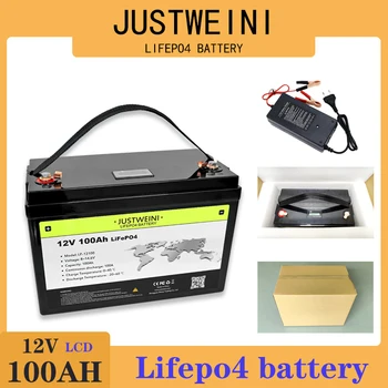 Justweini 12V 100AH lifepo4 аккумулятор с 100A BMS 4S 12,8 V для 1200 Вт резервного инвертора питания RV boat MPPT Solar AGV