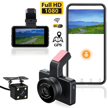 Автомобильный Видеорегистратор WiFi Full HD 1080P Dash Cam Камера Заднего Вида Автомобиля Видеомагнитофон Ночного Видения Авторегистраторы Dashcam GPS Автомобильные Аксессуары