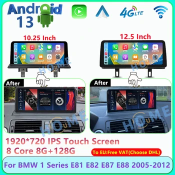 GPS Навигация Android 13 Автомобильный Видеоплеер Мультимедийное Радио Apple Carplay Android Auto Для BMW 1 Серии E81 E82 E87 E88 2005-2012