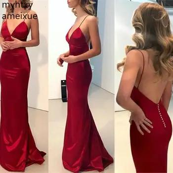 Сексуальное красное вечернее платье 2023 года с V-образным вырезом 