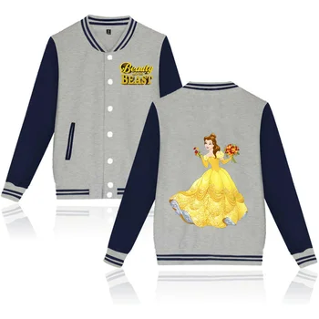 Бейсбольная куртка Disney Beauty and the Beast Для мужчин и женщин, куртки в стиле хип-хоп харадзюку, уличная одежда для мальчиков и девочек, свободные пальто для колледжа