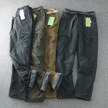 Германия, ветрозащитные водонепроницаемые плюшевые брюки Soft Shell, уличные мужские прямые комбинезоны с несколькими мешками, снаряжение для кемпинга, охоты, брюки