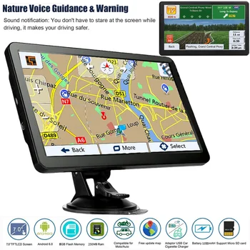 2023 7-Дюймовый Автомобильный GPS-Навигатор С Сенсорным Экраном GPS-Навигатор Для Грузовика Солнцезащитный Козырек Спутниковая Навигация 256M + 8G USB TF Голосовое Напоминание GPS-Навигаторы