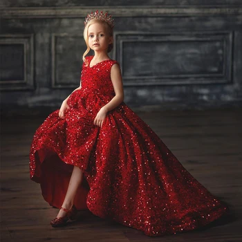 2023 Длинные платья принцессы Десс с блестками и цветочным узором для девочек, праздничное платье для девочек, милое платье для маленьких девочек, платье на день рождения, Рождественский подарок