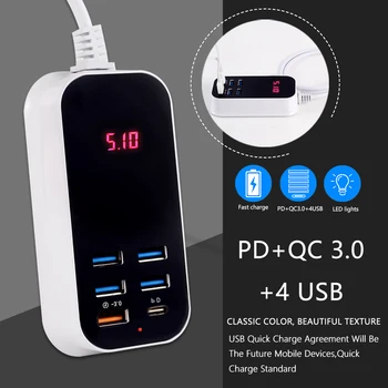 PD 30 Вт USB Зарядное Устройство С Несколькими Портами 1,5 М Кабель Quick Charge 3,0 Быстрое Зарядное Устройство Адаптер Питания EU UK US Plug Настенные Зарядные Устройства Для Мобильных Телефонов