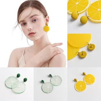 Прохладные летние серьги с лимонами, женственная индивидуальность, преувеличенные Модные серьги, 1 пара женских сережек для ушей, серьги из ниобия