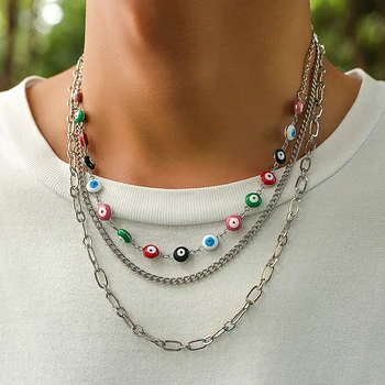 Многослойное Разноцветное ожерелье из бисера Eay Chian для мужчин, Отделяемое, 3 шт, Chians на шею, 2023, Модные ювелирные аксессуары, мужской подарок