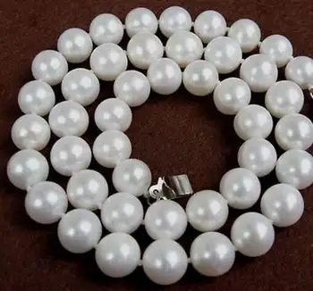 Изысканные ювелирные изделия 18 дюймов; 8-9 мм ожерелье из натурального белого жемчуга ЮЖНОГО МОРЯ