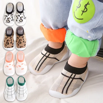 Весенне-осенняя детская обувь, детские носки, нескользящие первые ходунки для малышей на мягкой резиновой подошве, детские хлопковые пинетки