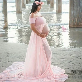 Платья для беременных с разрезом спереди, одежда для беременных, Макси-платье, женская Сексуальная фотосессия, Реквизит для фотосъемки, Одежда