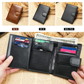 Кожаный бумажник нового стиля, первый мужской кожаный кошелек оптом, короткий взгляд на модный кошелек с несколькими картами.