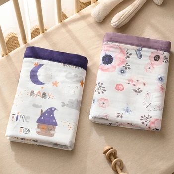 F19F Детское Муслиновое Пеленальное одеяло, Хлопковое Нефлуоресцентное Постельное белье для сна младенцев, Аксессуары для кроватки, Удобные детские одеяла