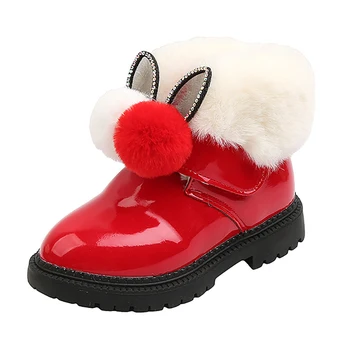 Зимние зимние ботинки для девочек, Новые детские короткие сапоги на нескользящей резиновой подошве с плюшем и утолщенным большим хлопком, теплые хлопковые сапоги