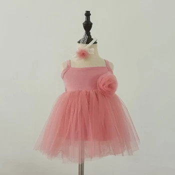 Реквизит для фотосессии новорожденных Цветочная повязка на голову Сетчатое платье-камзол, одежда для позирования, одежда для фотосъемки, платье принцессы, костюм