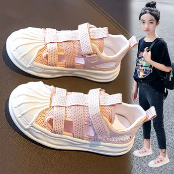 Сандалии для девочек 2023, Летние новые нескользящие детские спортивные сандалии для девочек, детская спортивная обувь с вырезами